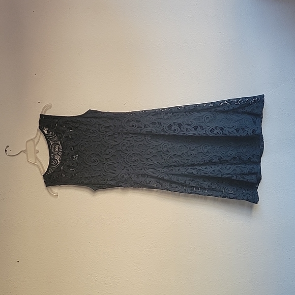 LIZ CLAIRBONE esleveeles roundneck midi dress size 8 color green  lace - Picture 7 of 15